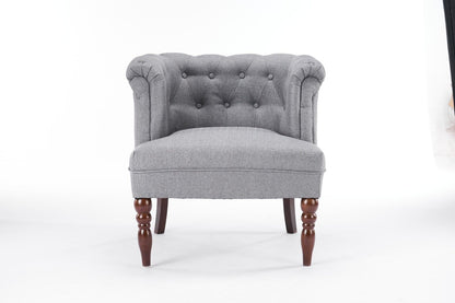 Durable Grey Linen Tub Barrel/Dining Armchair - Stylish Padded Chair for Bedroom