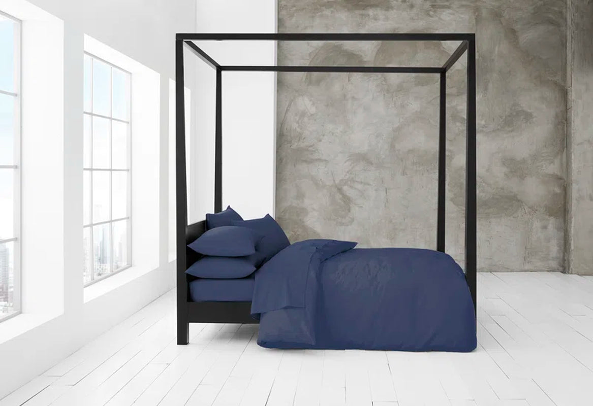 Cotton Blend Solid Colour Duvet Cover with Pillowcases