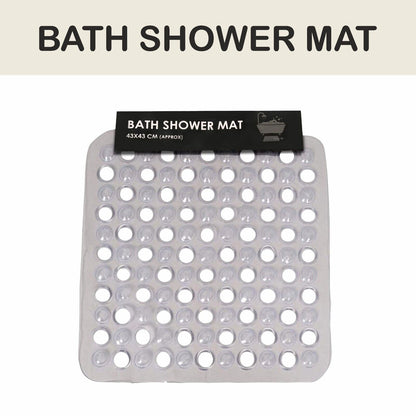 BATH SHOWER MAT NON SLIP PVC BATHROOM RUBBER MATS anti SLIP SUCTION 43 X 43 Cm