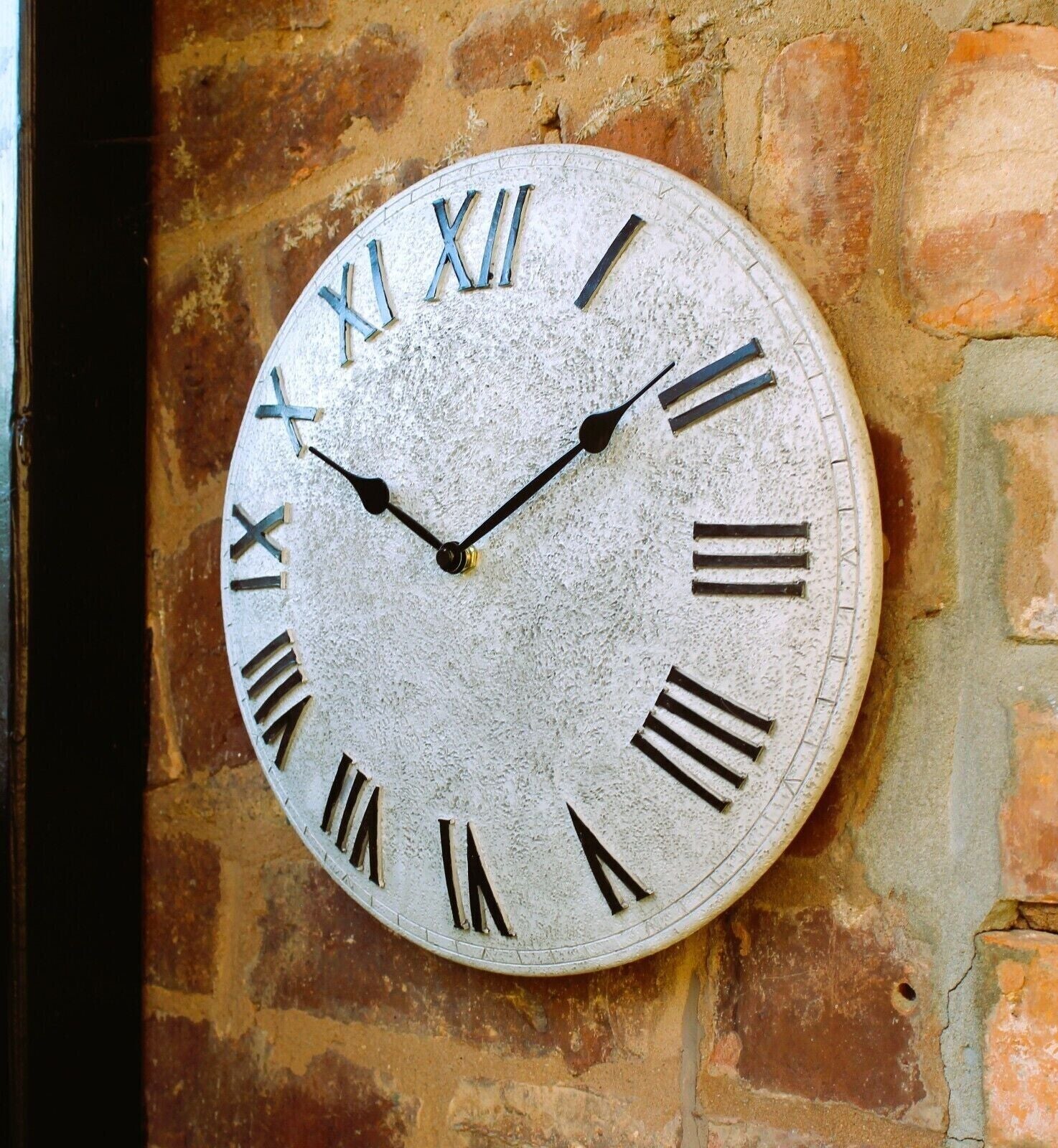 Wall Clock Garden Station Ornament Outdoor Stone Effect 12 Inchl GIFT