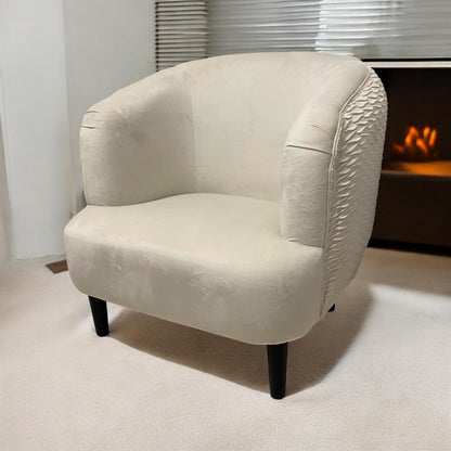 Modern and Stylish Tub Chair Accent Armchair Cream Velvet Barrel Chair Bedroom