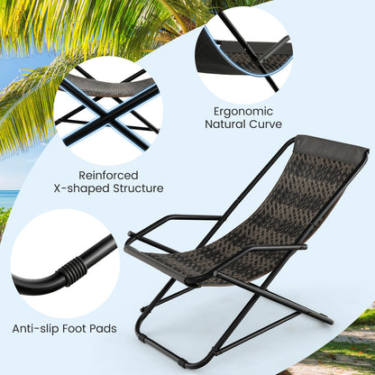 Outdoor Sling Chair with Armrests