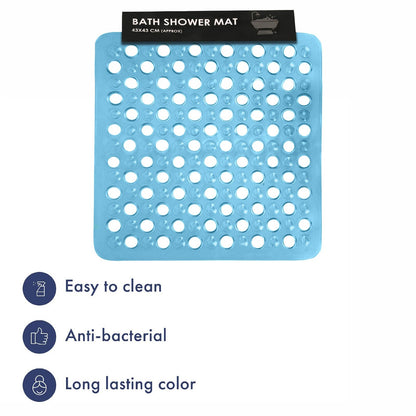 BATH SHOWER MAT NON SLIP PVC BATHROOM RUBBER MATS anti SLIP SUCTION 43 X 43 Cm