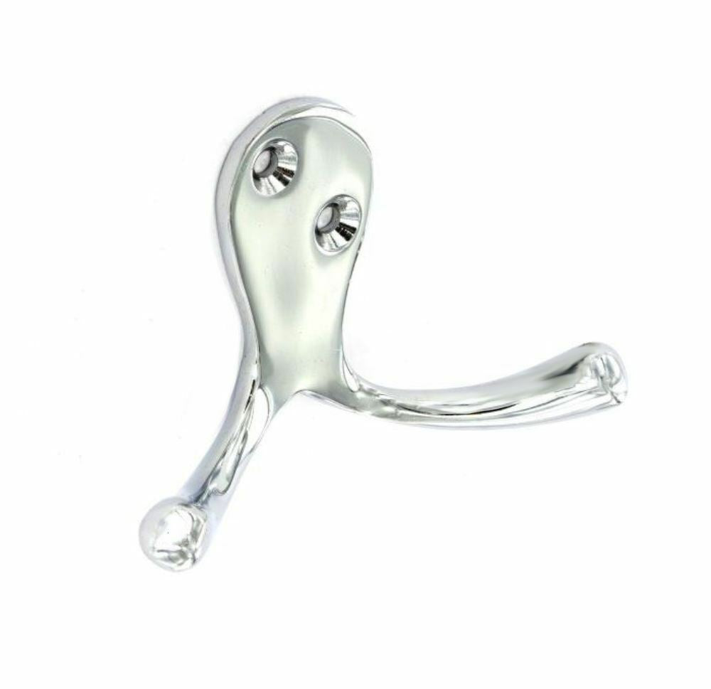 Securit S2982 Double Robe Hook Chrome Plated 75Mm Silver Colour with Fittings