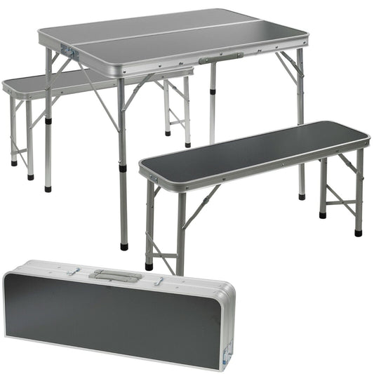 Portable Foldable Camping Picnic Table Bench Set Outdoor Metal BBQ Stool Stable