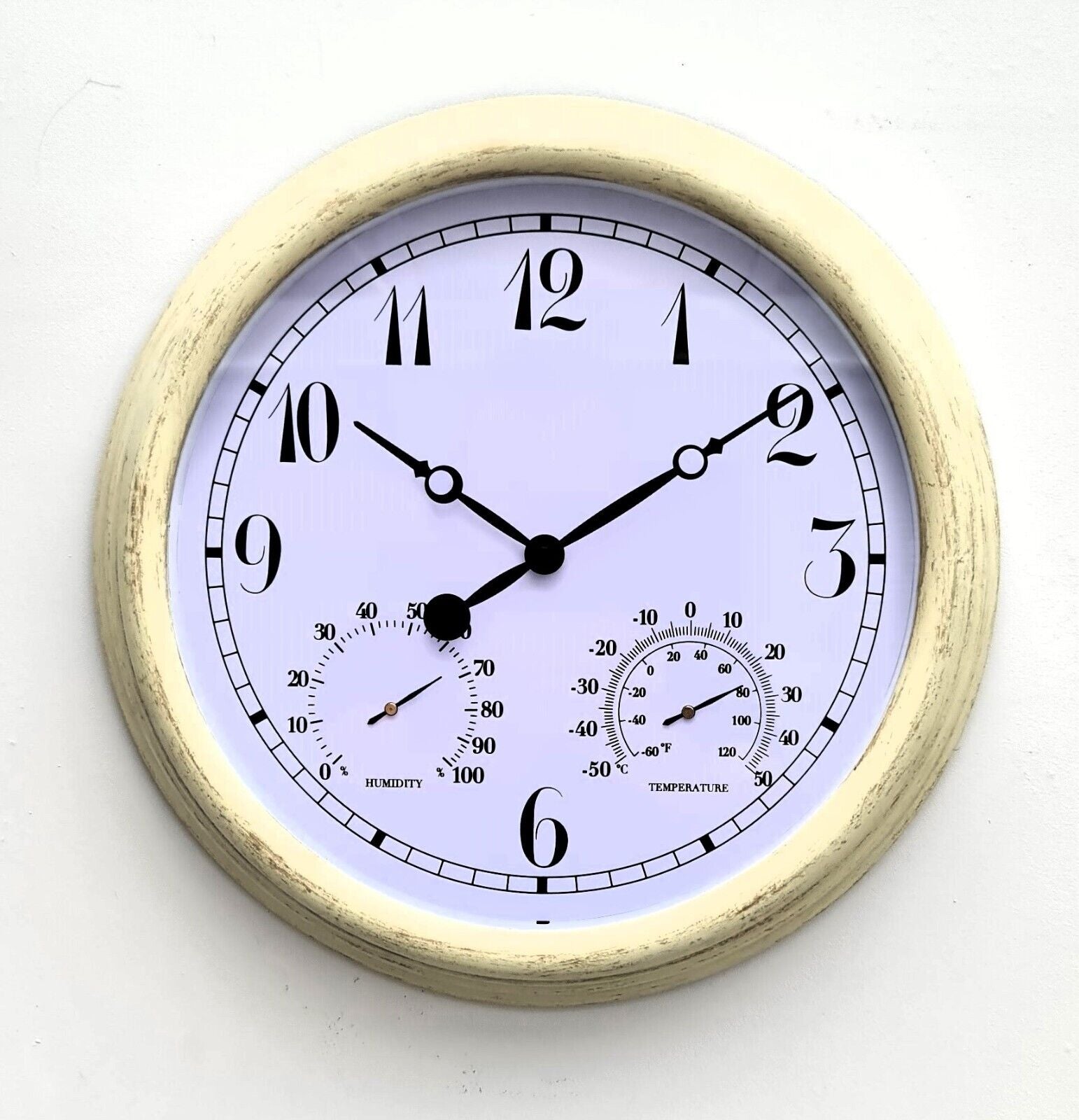 Garden Station Wall Clock with Thermometer Humitity Indoor Outdoor Roman 38Cm