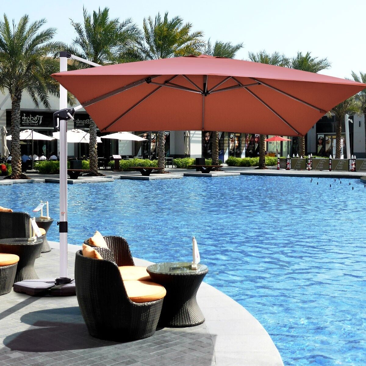 3M Cantilever Garden Parasol with Tilted Design and 360° Rotation