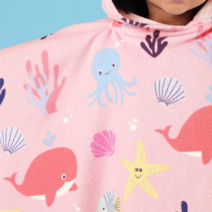 Kids Poncho Beach Towel Hooded Quick Dry Microfibre Holiday Swimming Absorbent