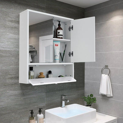 Wall-Mounted Bathroom Mirror Cabinet with Adjustable Shelf