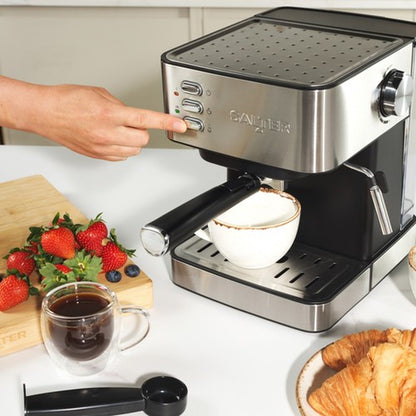 Salter Manual Espresso Machine with Milk Frother for Ground Coffee 1.6L Capacity