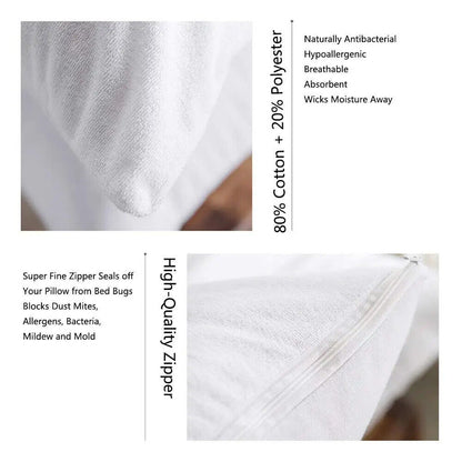 Pack of 4 Zipped WATERPROOF QUILTED Pillow Protectors Hypoallergenic Soft Covers