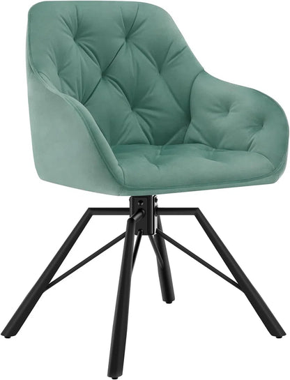 Dining Chair Swiveling, 1X Swivel Chair with Armrests, Dining Chair, Kitchen Chair, Upholstered Chair, Armchair, for Dining Room, Kitchen, Living Room, with Metal Legs, Velvet Cover, Cream