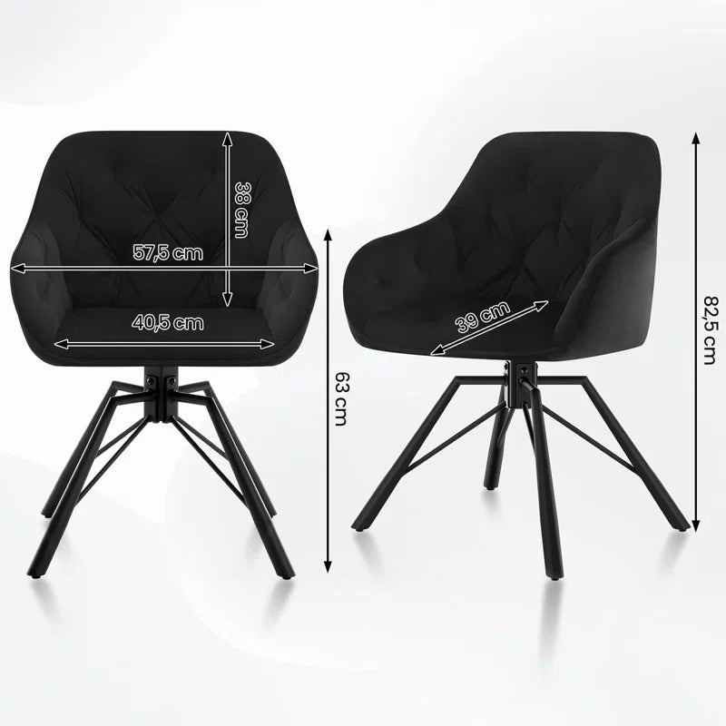 Dining Chair Swiveling, 1X Swivel Chair with Armrests, Dining Chair, Kitchen Chair, Upholstered Chair, Armchair, for Dining Room, Kitchen, Living Room, with Metal Legs, Velvet Cover, Cream