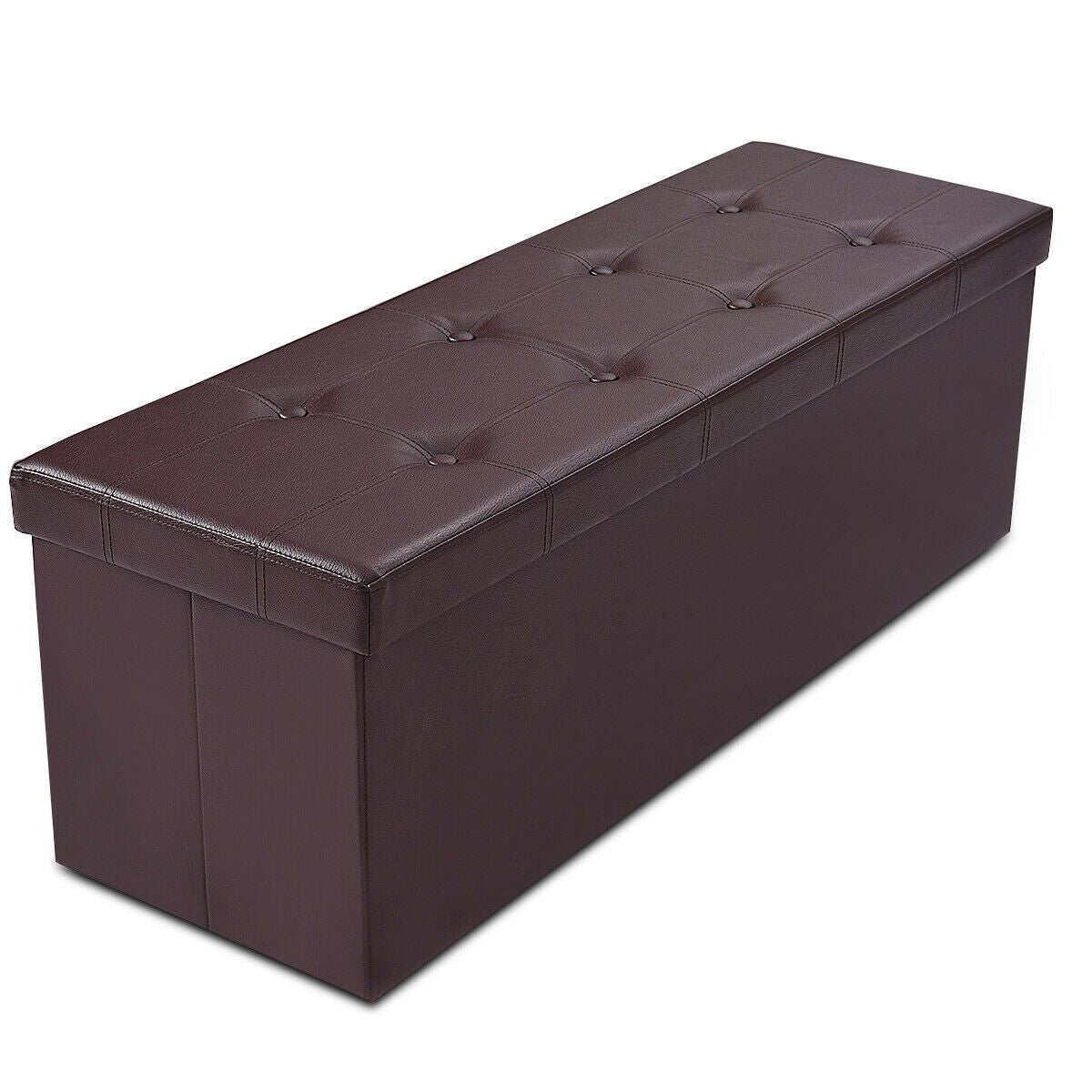 Folding Storage Ottoman Bench with Lid for Living Room