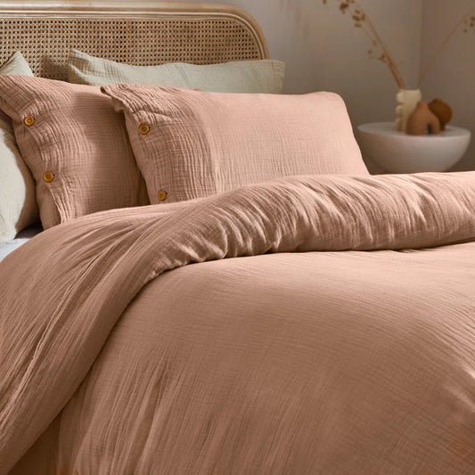 Mukadas Cotton Solid Colour Duvet Cover Set with Pillowcases