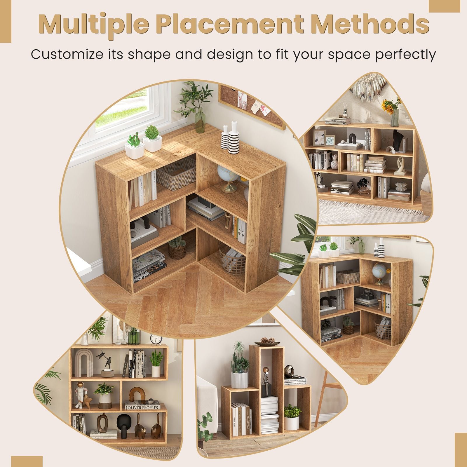 Concave/Convex Bookshelf for Living Room Bedroom Study Office