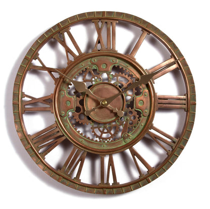 Outdoor Indoor Garden Wall Station Clock Copper Plate Effect, 30Cm Slate Effect