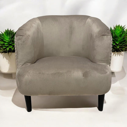 Stylish Design Velvet Tub Chair Accent Armchair Grey Barrel Chair for Bedroom