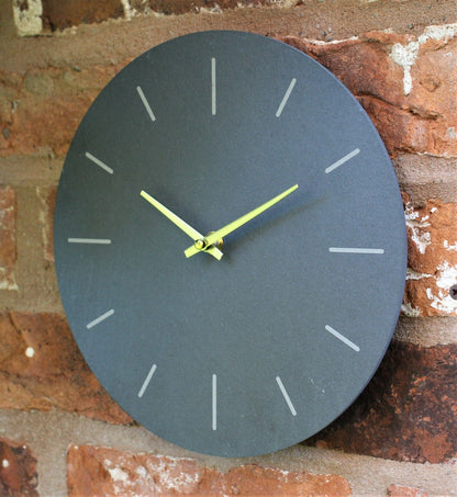 Wall Clock Grey Natural Slate Garden Indoor Outdoor Hand Finished Clock 30Cm