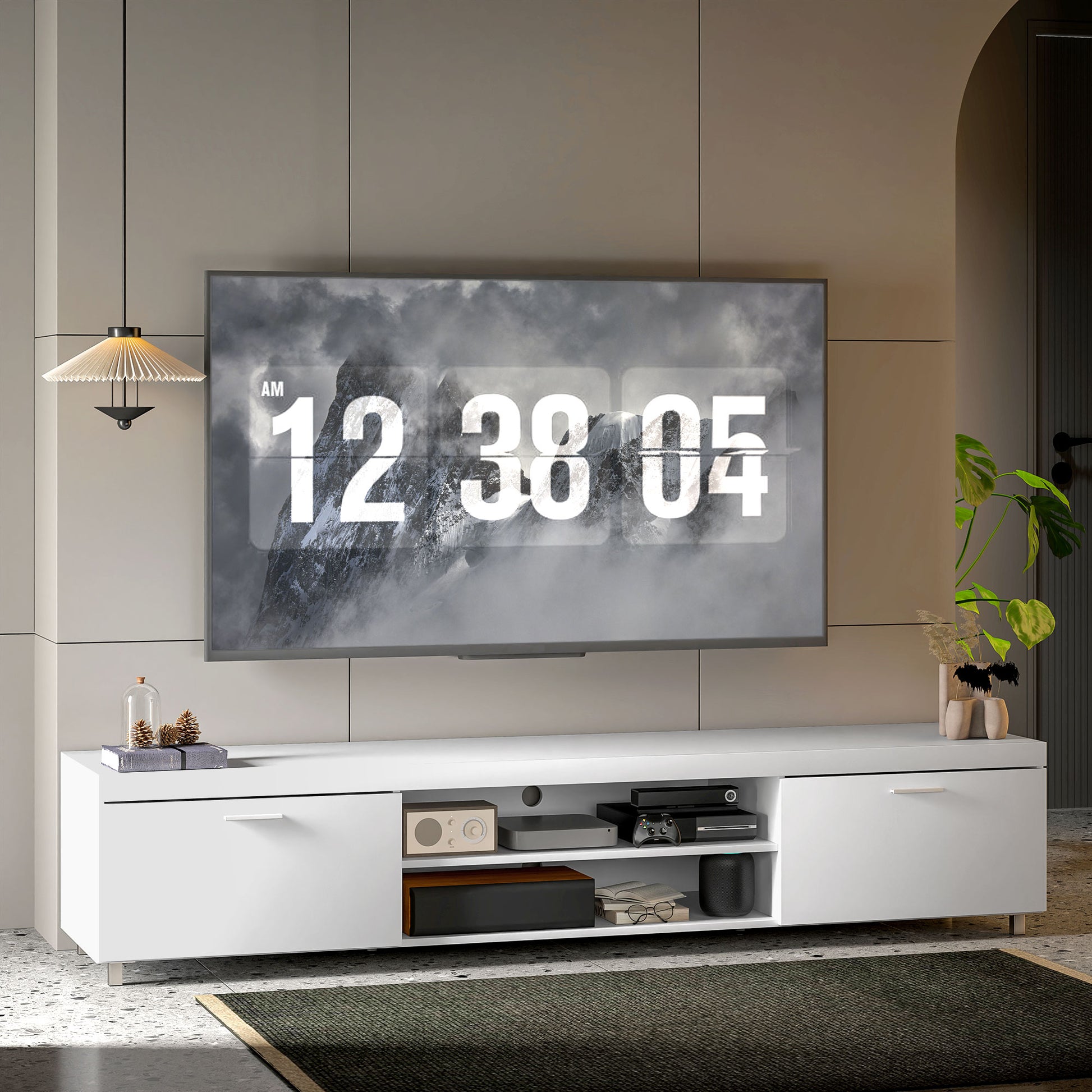 Modern Unit for TV W/ Cabinet Shelf for Living Room
