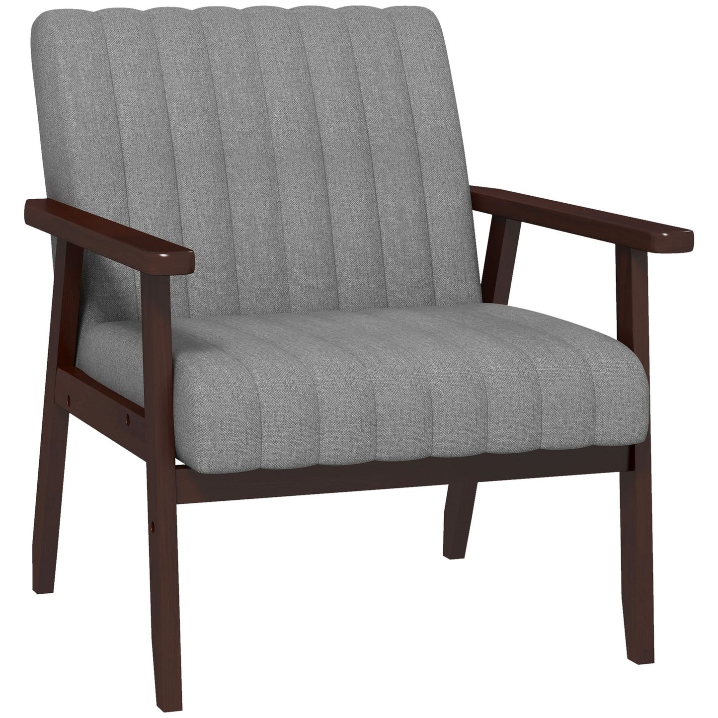 HOMCOM Modern Accent Chair Upholstered Armchair for Bedroom Living Room Grey