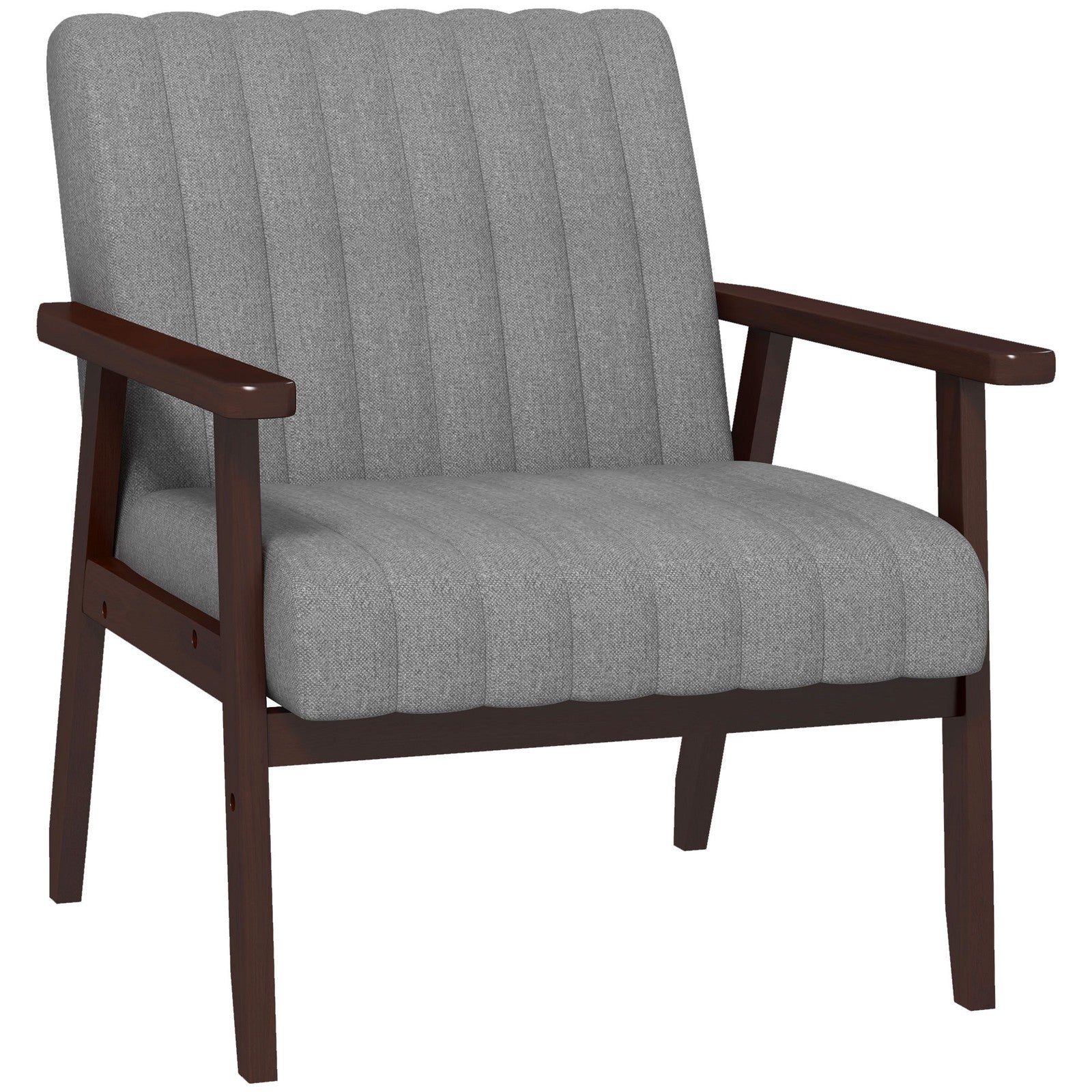 HOMCOM Modern Accent Chair Upholstered Armchair for Bedroom Living Room Grey
