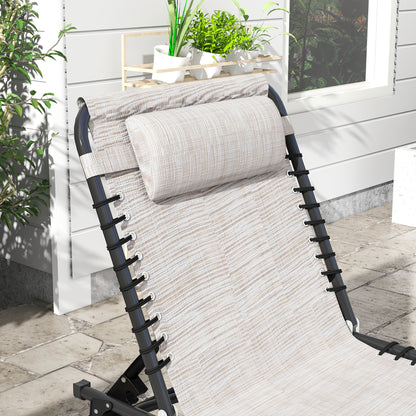2 Pcs Beach Chaise Lounge 4 Adjustable Positions Sleeping Bed