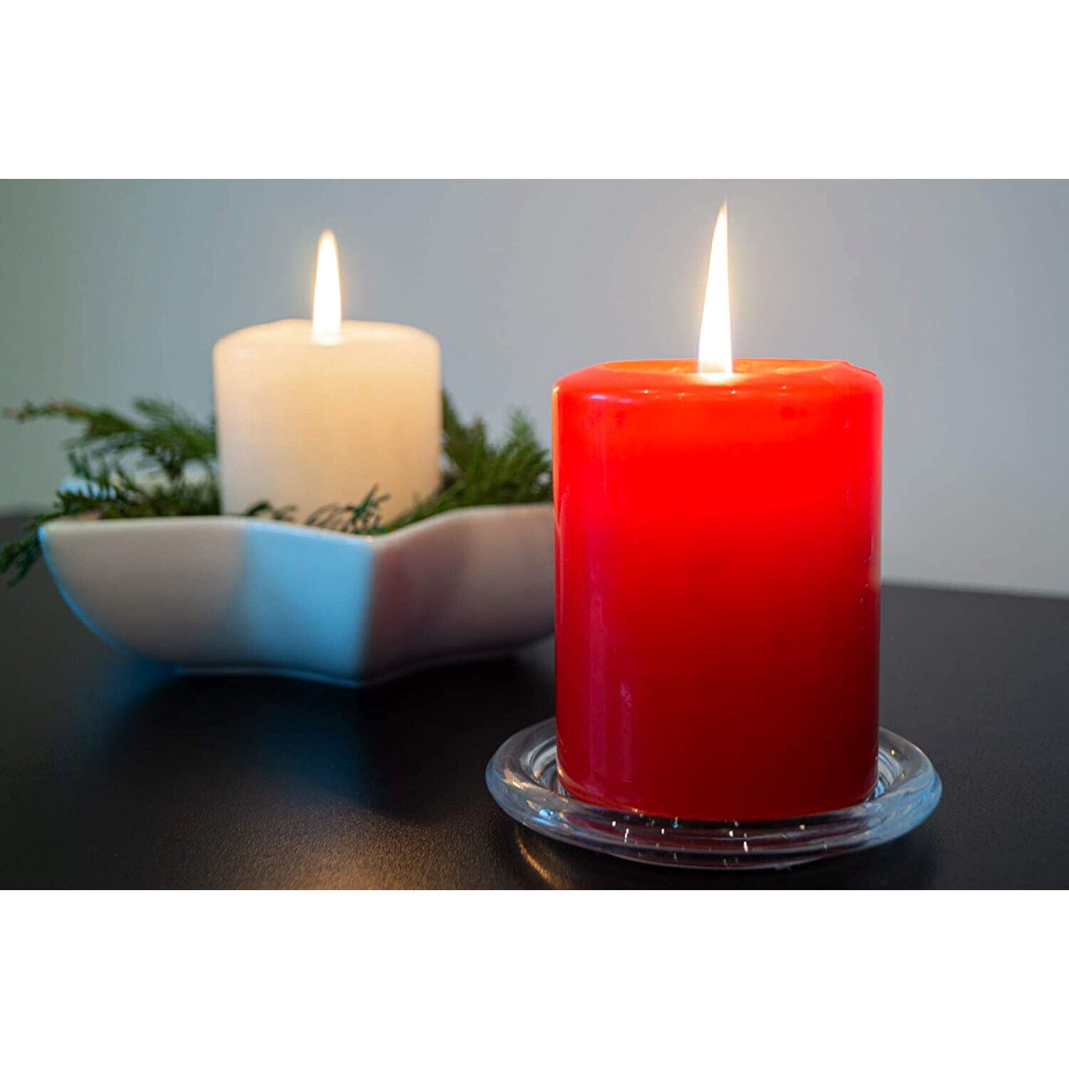 Set of 6 Church Large Pillar Candles 66 Hours Burning Time Ivory White 7Cm/15Cm