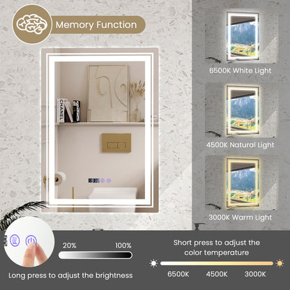 Anti-Fog Bathroom Led Vanity Mirror with 3 Colors 3000-6500K