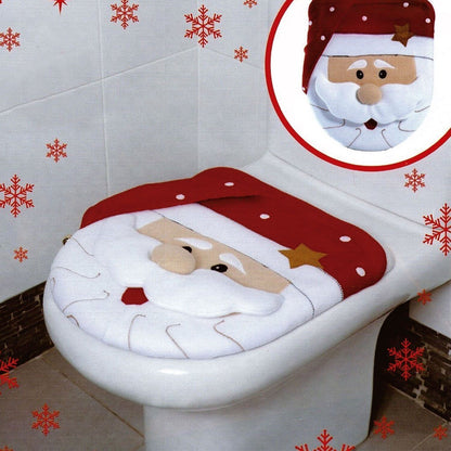 Christmas Xmas Decoration Toilet Seat Cover Set Santa, Elf, Reindeer, Snowman