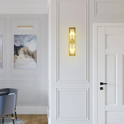 Angelica - Double Glass Wall Sconce Light for Living Room-Luxury Gold Wall Light – Antique Brass Sconce with Crystal Glow, Retro Decorative Fixture