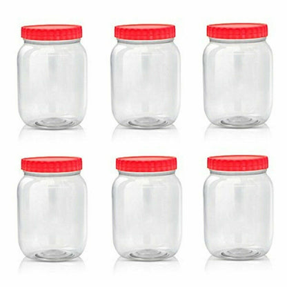 6 X 1000ML Plastic Storage Jars Containers Canisters Pots Screw Top Spice Jars