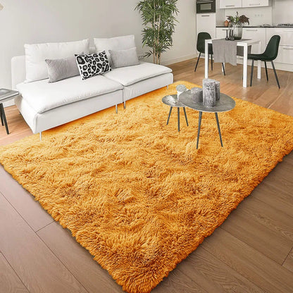 Alexxys Fluffy Thin Deep Pile Living Room Area Rug