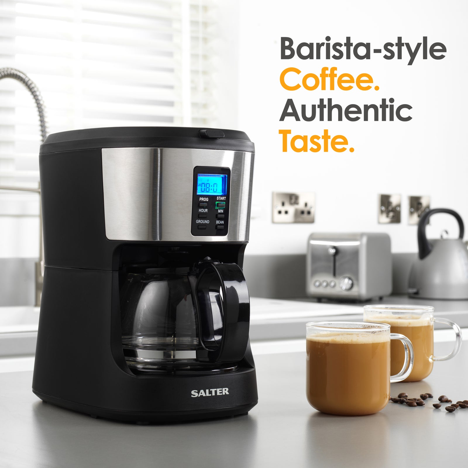 Salter Coffee Maker Machine Caffé Bean to Jug Grind & Brew (Open Box)