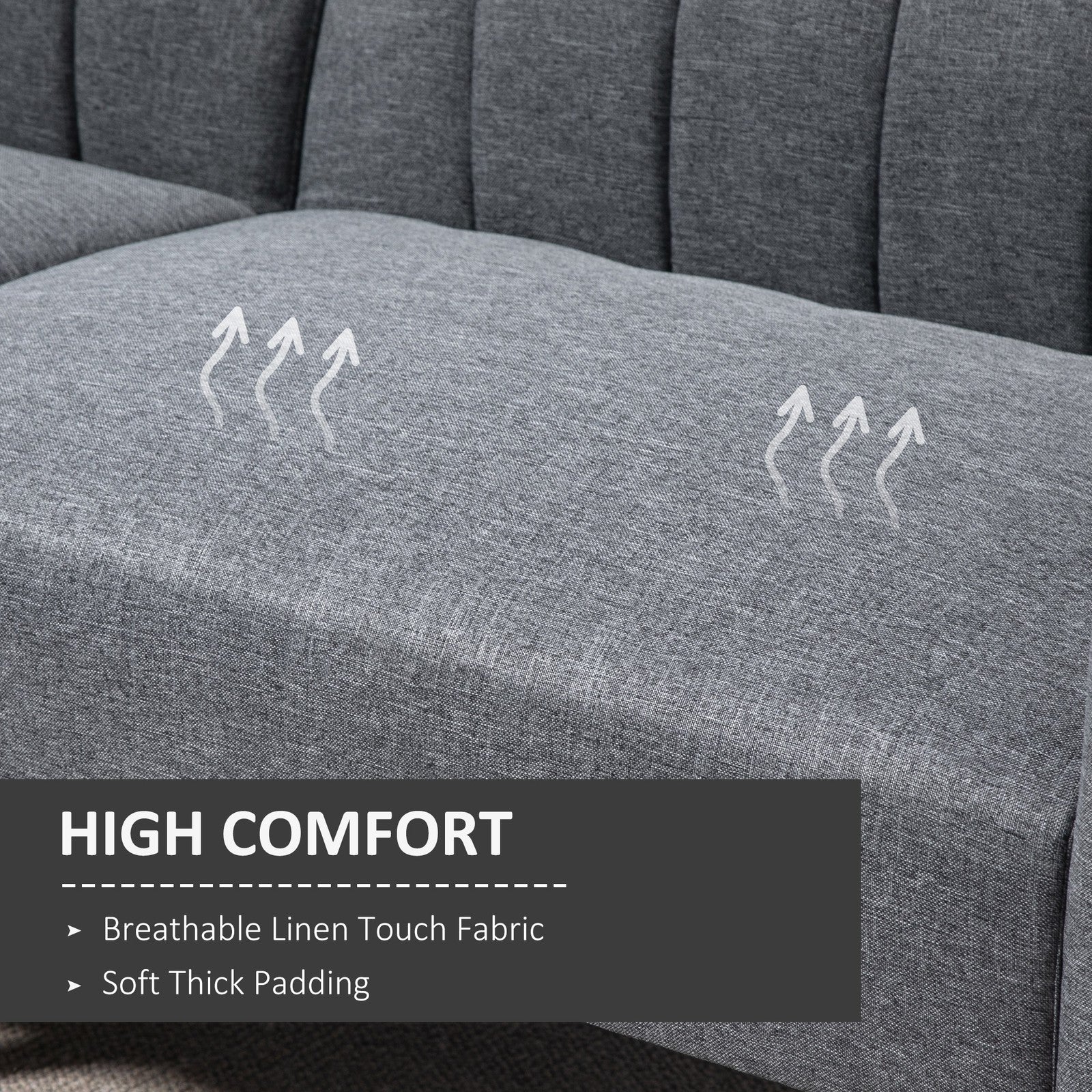 HOMCOM 3 Seater Sofa Bed W/ Adjustable Backrest for Living Room, Guest Room