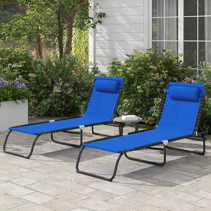 2 Pcs Beach Chaise Lounge 4 Adjustable Positions Sleeping Bed