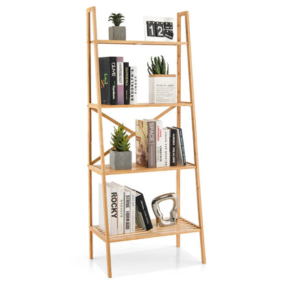 4-Tier Freestanding Bookcase with Anti-Toppling Device for Living Room