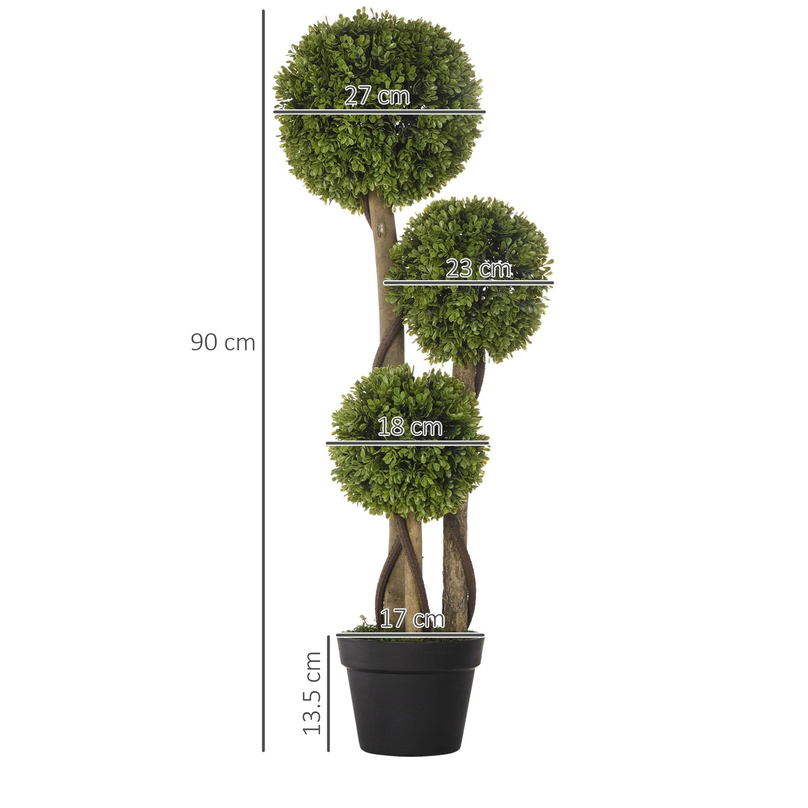 Artificial Plants, 90Cm Boxwood Ball Topiary Trees for Indoor Outdoor Decor