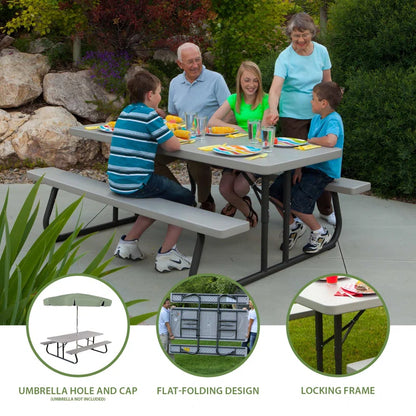 Outdoor Furnitures 6-Foot Classic Folding Picnic Table