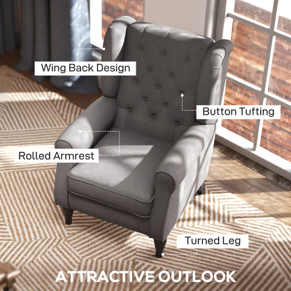 Retro Accent Chair Wingback Armchair with Wood Frame for Living Room