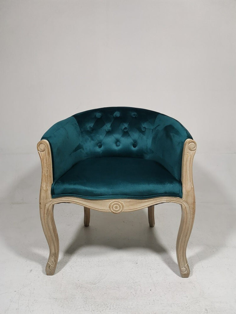 Teal Velvet Tub Chair Accent Armchair with Beech Frame for Living Room or Office