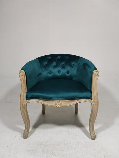 Teal Velvet Tub Chair Accent Armchair with Beech Frame for Living Room or Office