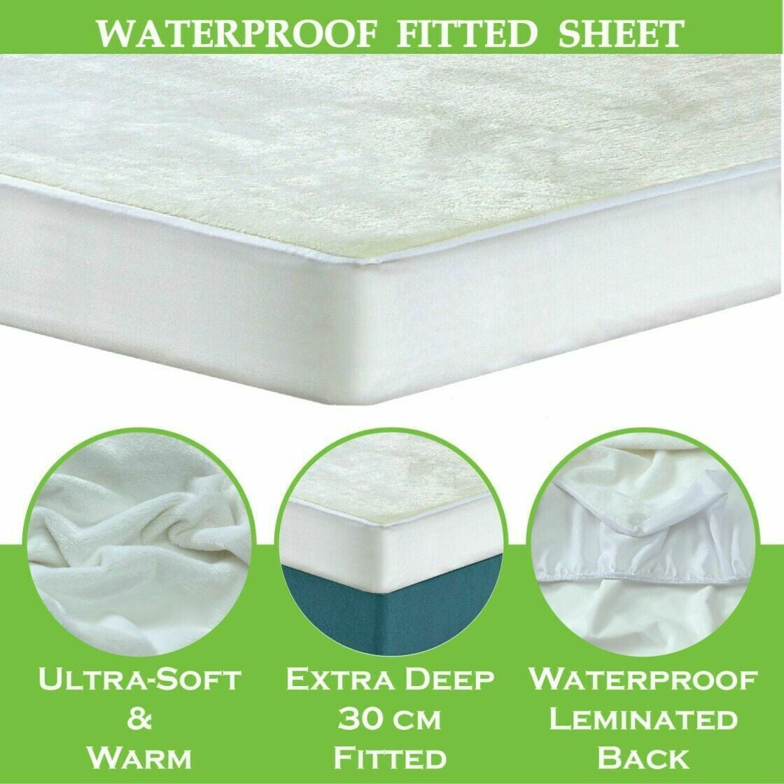Teddy Fleece Fitted Sheet Extra Deep Cosy Warm Luxury Waterproof Mattress Cover