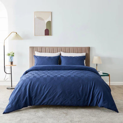 Polyester Geometric Duvet Cover with Pillowcases