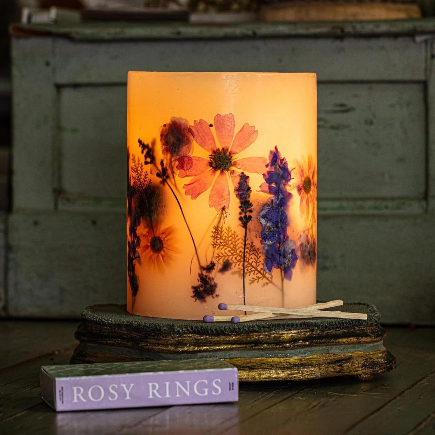 round Botanical Candle Roman Lavender - Aromatherapy Candles, Long Lasting Candles, Botanical Candles, Home Decor 6.5" 200 Hour Burn Time