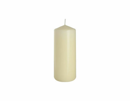 Set of 6 Church Large Pillar Candles 66 Hours Burning Time Ivory White 7Cm/15Cm