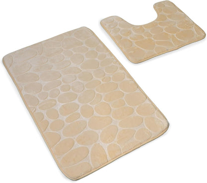 2 PCS Bathroom NON SLIP BATH MAT MEMORY FOAM ULTRA SOFT TOILET BATHROOM RUGS