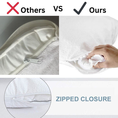 Pack of 4 Zipped WATERPROOF QUILTED Pillow Protectors Hypoallergenic Soft Covers