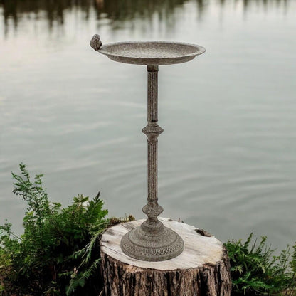 Antique Hand-Finished 65Cm Iron Birdbath Metal Feeder to Outdoor Garden Ornament