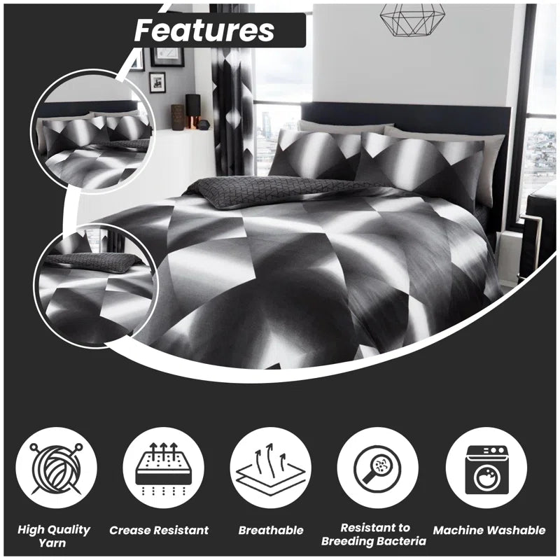 Cotton Blend Geometric Shapes Duvet Cover with Pillowcases